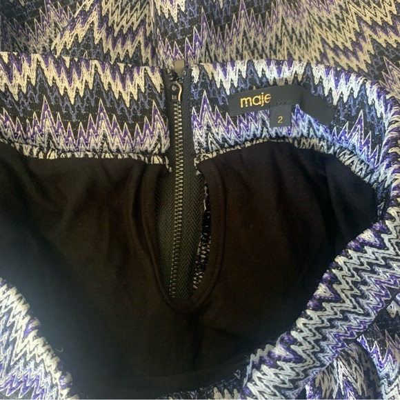 Maje Women’s Purple Crochet Knit Chevron Print A Line Full Skirt Size 2, M - Picture 10 of 14